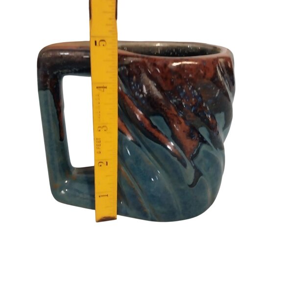Rodolpho Padilla Mexico Drip Glaze Stoneware Coffee Mug Vintage Blue Brown - Picture 7 of 8
